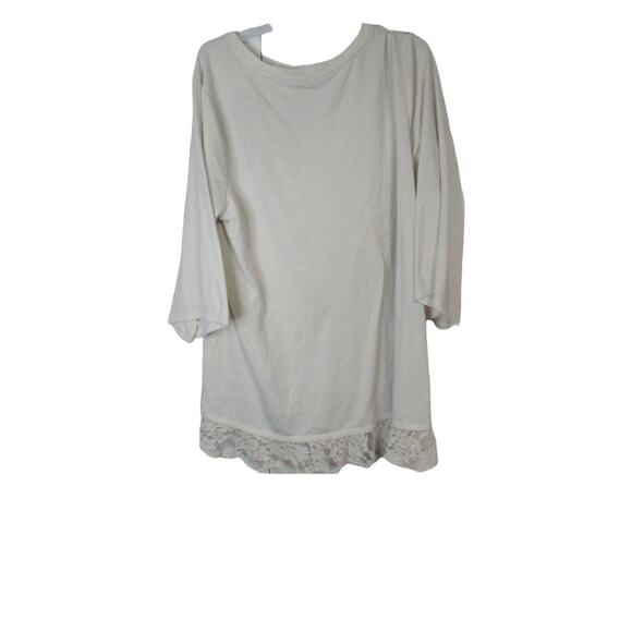 Cato White 3/4 Sleeve Shirt with lace bottom - Picture 2 of 3